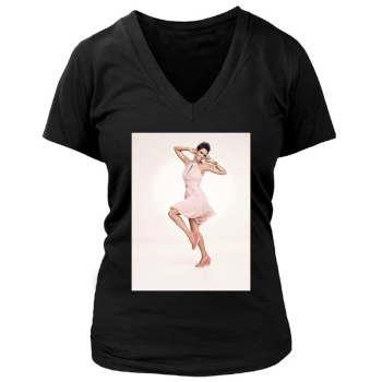 Halle Berry Women's Deep V-Neck TShirt