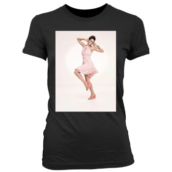 Halle Berry Women's Junior Cut Crewneck T-Shirt