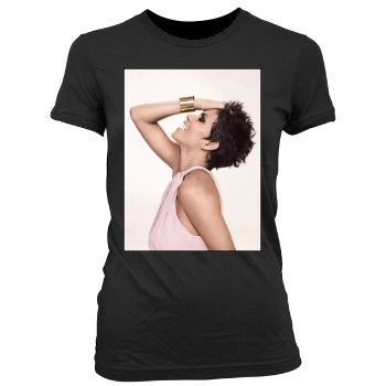 Halle Berry Women's Junior Cut Crewneck T-Shirt