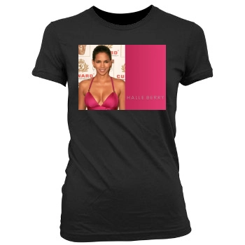 Halle Berry Women's Junior Cut Crewneck T-Shirt