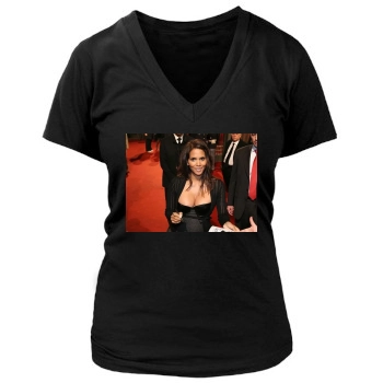 Halle Berry Women's Deep V-Neck TShirt