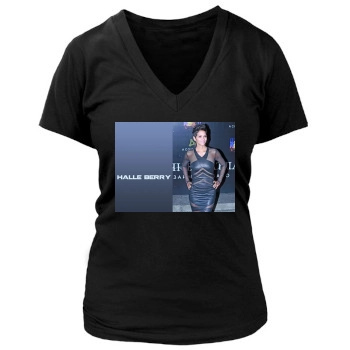 Halle Berry Women's Deep V-Neck TShirt