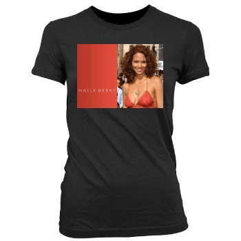 Halle Berry Women's Junior Cut Crewneck T-Shirt