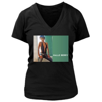 Halle Berry Women's Deep V-Neck TShirt