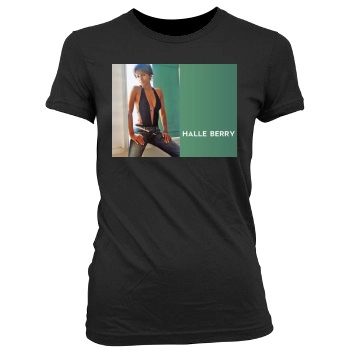 Halle Berry Women's Junior Cut Crewneck T-Shirt