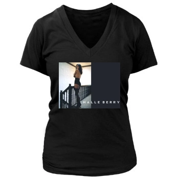 Halle Berry Women's Deep V-Neck TShirt