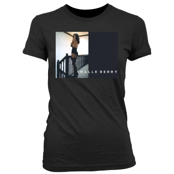 Halle Berry Women's Junior Cut Crewneck T-Shirt