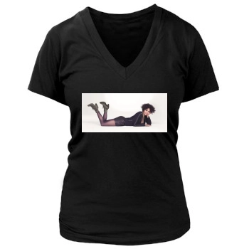 Halle Berry Women's Deep V-Neck TShirt