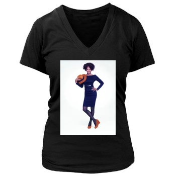 Halle Berry Women's Deep V-Neck TShirt