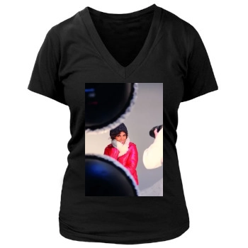 Halle Berry Women's Deep V-Neck TShirt