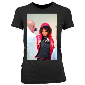 Halle Berry Women's Junior Cut Crewneck T-Shirt