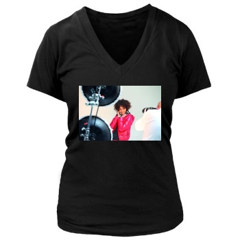 Halle Berry Women's Deep V-Neck TShirt