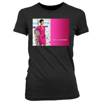 Halle Berry Women's Junior Cut Crewneck T-Shirt