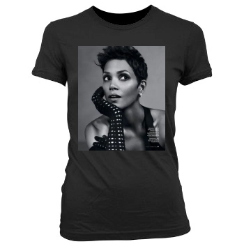 Halle Berry Women's Junior Cut Crewneck T-Shirt