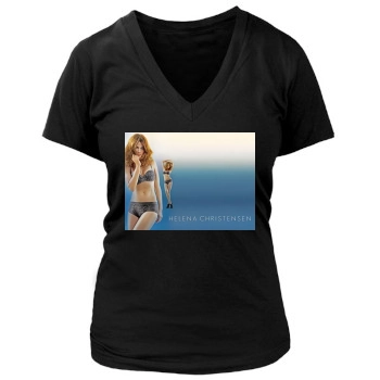 Helena Christensen Women's Deep V-Neck TShirt