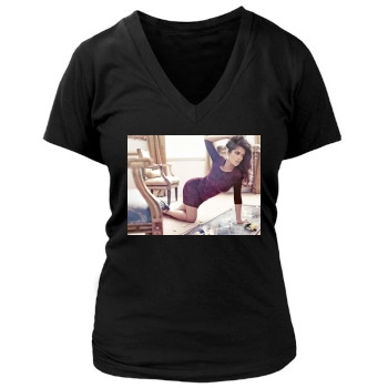 Salma Hayek Women's Deep V-Neck TShirt