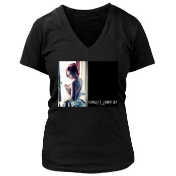 Scarlett Johansson Women's Deep V-Neck TShirt