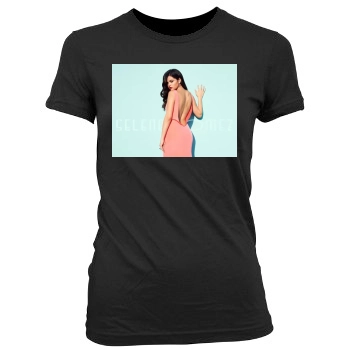 Selena Gomez Women's Junior Cut Crewneck T-Shirt