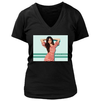 Selena Gomez Women's Deep V-Neck TShirt