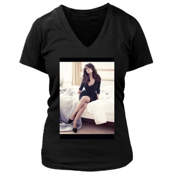 Salma Hayek Women's Deep V-Neck TShirt