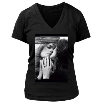 Salma Hayek Women's Deep V-Neck TShirt