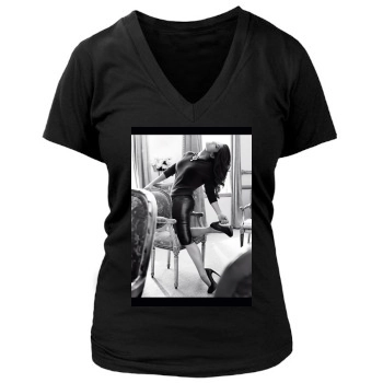 Salma Hayek Women's Deep V-Neck TShirt