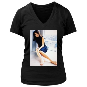 Salma Hayek Women's Deep V-Neck TShirt