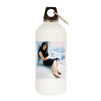 Salma Hayek White Water Bottle With Carabiner