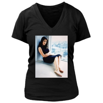 Salma Hayek Women's Deep V-Neck TShirt