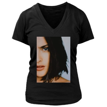 Salma Hayek Women's Deep V-Neck TShirt