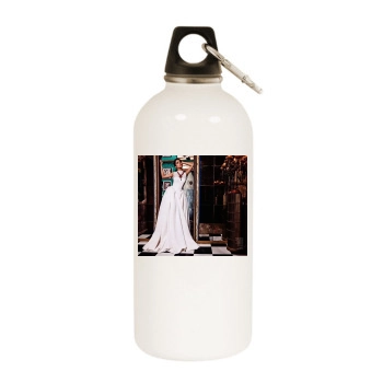 Salma Hayek White Water Bottle With Carabiner