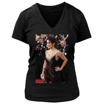 Salma Hayek Women's Deep V-Neck TShirt