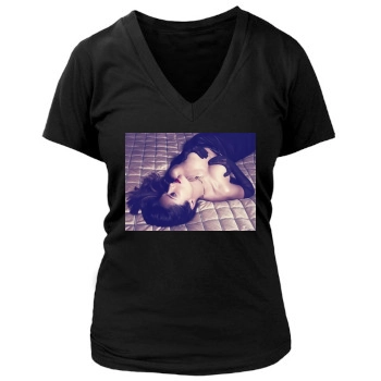 Salma Hayek Women's Deep V-Neck TShirt