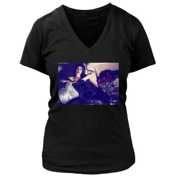 Salma Hayek Women's Deep V-Neck TShirt