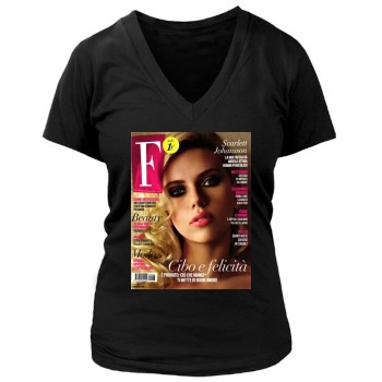 Scarlett Johansson Women's Deep V-Neck TShirt