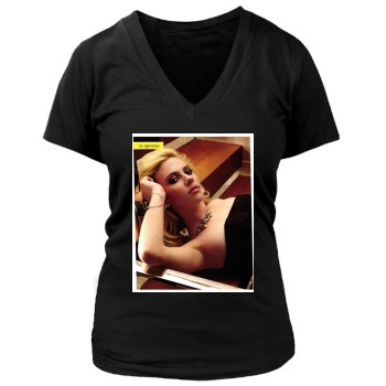 Scarlett Johansson Women's Deep V-Neck TShirt