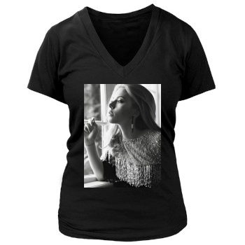 Scarlett Johansson Women's Deep V-Neck TShirt