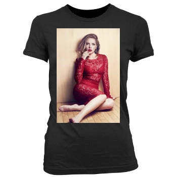 Scarlett Johansson Women's Junior Cut Crewneck T-Shirt