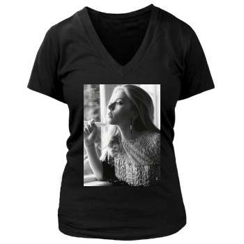 Scarlett Johansson Women's Deep V-Neck TShirt