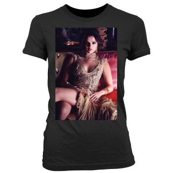 Selena Gomez Women's Junior Cut Crewneck T-Shirt