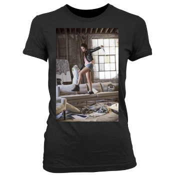 Selena Gomez Women's Junior Cut Crewneck T-Shirt