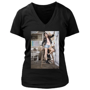 Selena Gomez Women's Deep V-Neck TShirt