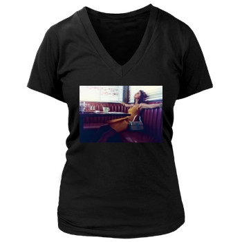 Selena Gomez Women's Deep V-Neck TShirt