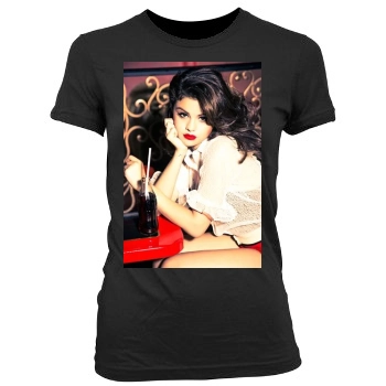 Selena Gomez Women's Junior Cut Crewneck T-Shirt