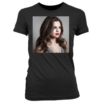 Selena Gomez Women's Junior Cut Crewneck T-Shirt