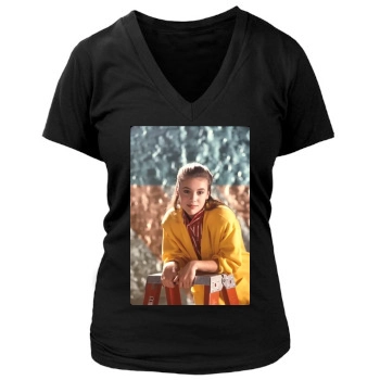 Alyssa Milano Women's Deep V-Neck TShirt