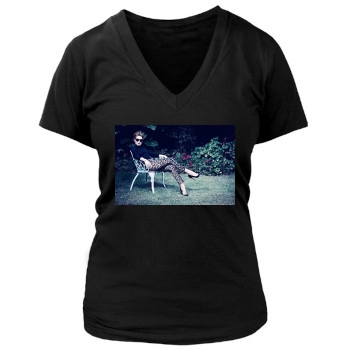 Amber Heard Women's Deep V-Neck TShirt