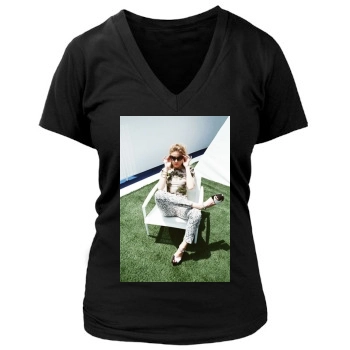 Amber Heard Women's Deep V-Neck TShirt