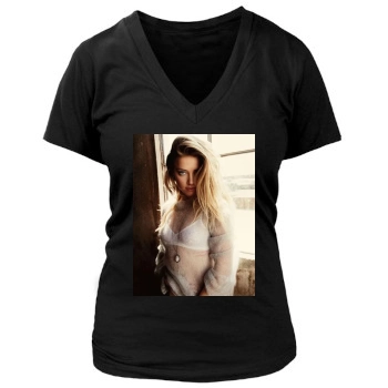 Amber Heard Women's Deep V-Neck TShirt