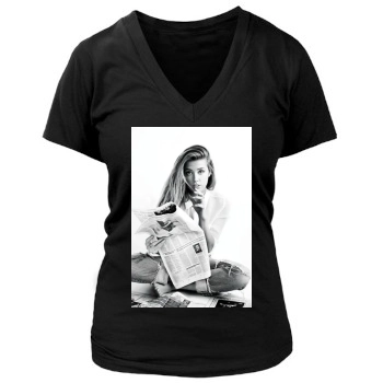 Amber Heard Women's Deep V-Neck TShirt